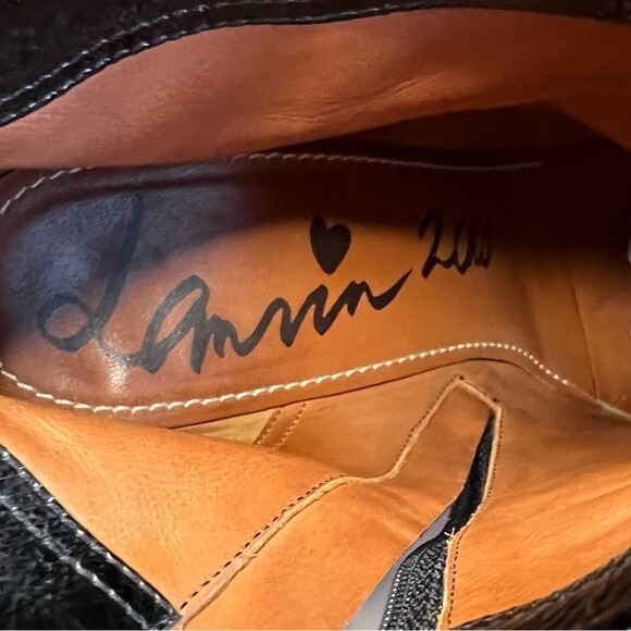 Lanvin Wedge Heeled Black Patent Leather Ankle Boots Side Zip Women EU 39 US 8 - Picture 12 of 15